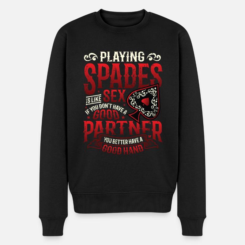 Pik-karten Spielen - Männer Premium Bio Pullover - Schwarz