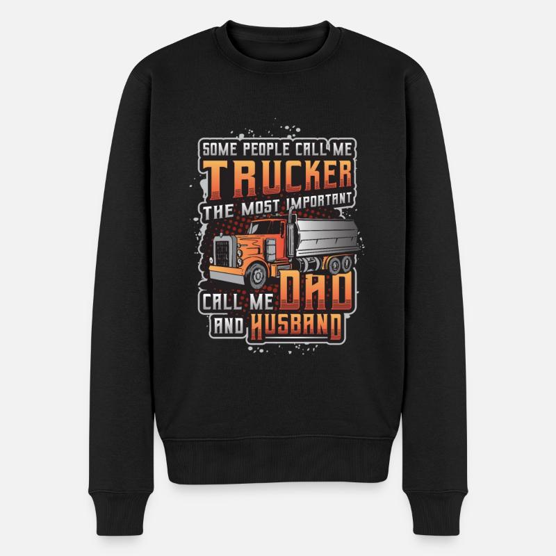 Trucker, Husband, Truck Driver, Dad - Männer Premium Bio Pullover - Schwarz