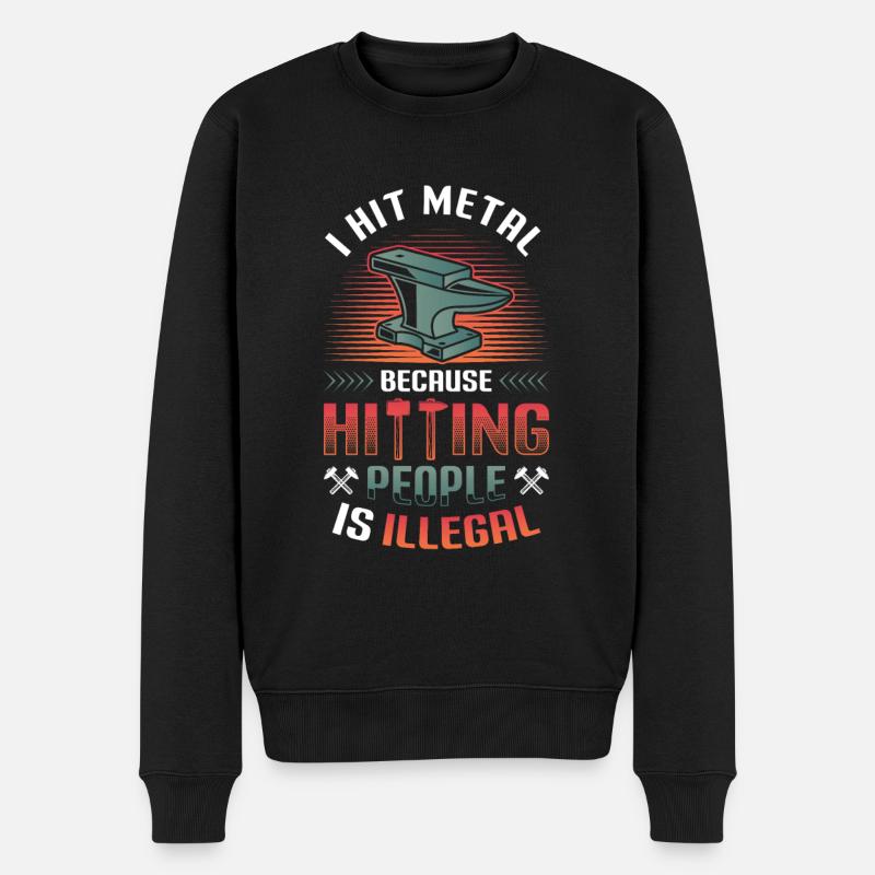 Hit Metal, Blacksmith - Männer Premium Bio Pullover - Schwarz