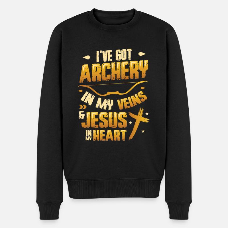Religious archer, Archery - Men's Premium Organic Jumper - black