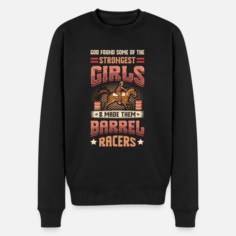 Barrel Racer Girl, Barel Racing - Männer Premium Bio Pullover - Schwarz