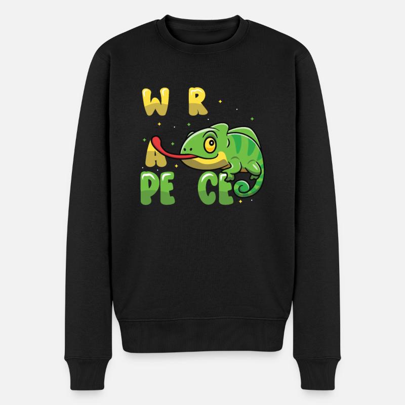 Friedens-Cameleon, Friedensbewegung - Männer Premium Bio Pullover - Schwarz