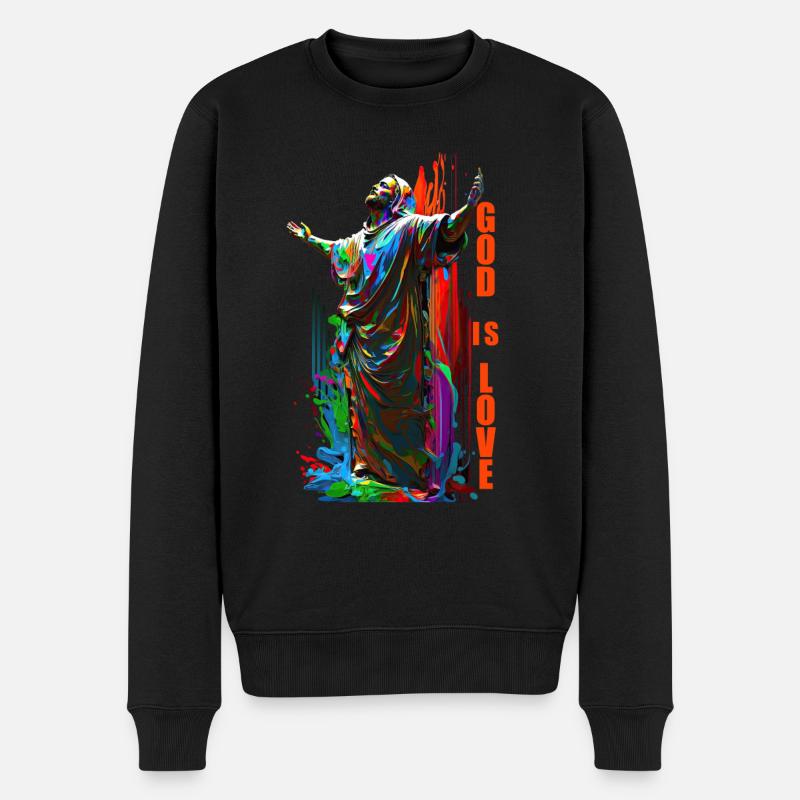Christliche Zitate Designs God is Love - Männer Premium Bio Pullover - Schwarz