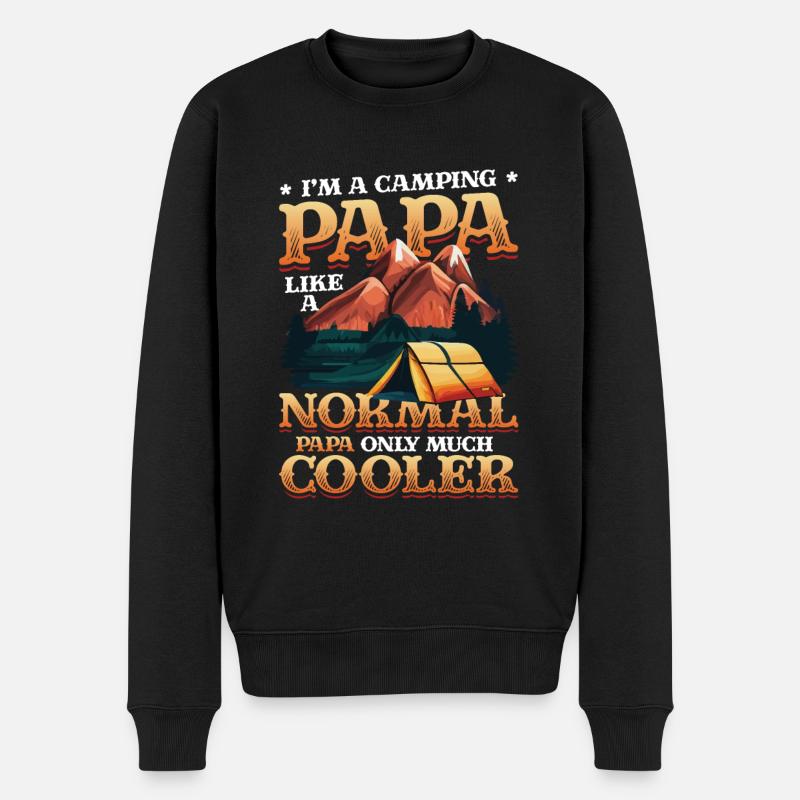 Camping Papa, Lagerfeuer - Männer Premium Bio Pullover - Schwarz