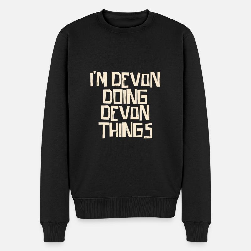 I'm Devon doing Devon things - Männer Premium Bio Pullover - Schwarz