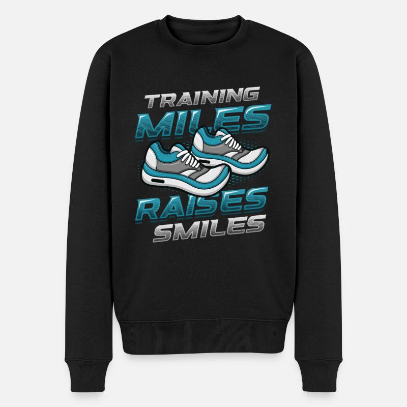 Training Miles, Raises Smiles, Marathon Laufen - Männer Premium Bio Pullover - Schwarz