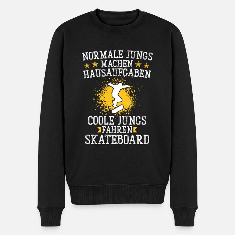 Coole Jungs fahren Skateboard - Männer Premium Bio Pullover - Schwarz