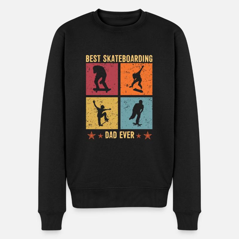 Best Skateboarding dad ever - Männer Premium Bio Pullover - Schwarz