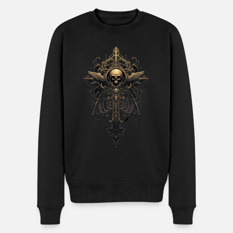 Croix gothiques design victorien - Pull Premium bio Homme - noir