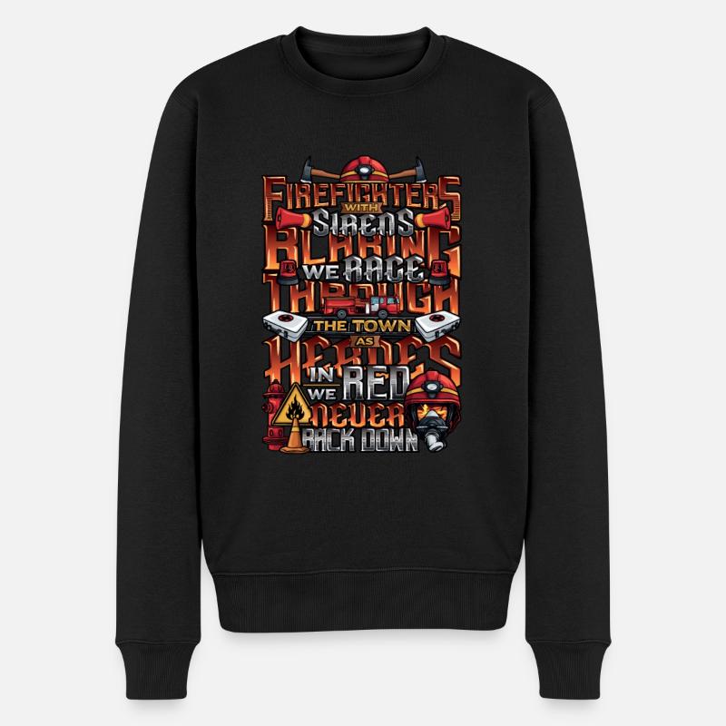 Feuerwehrmann Slogan, Freiwillige Feuerwehr - Männer Premium Bio Pullover - Schwarz