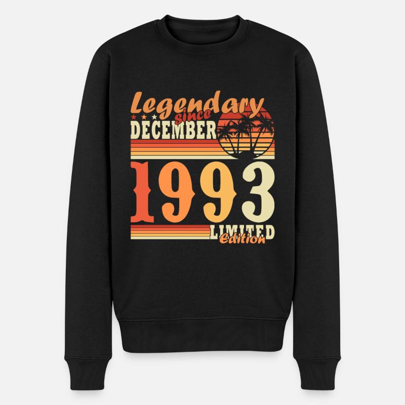 30. Geburtstag 30 Jahre Dezember 1993 - Männer Premium Bio Pullover - Schwarz