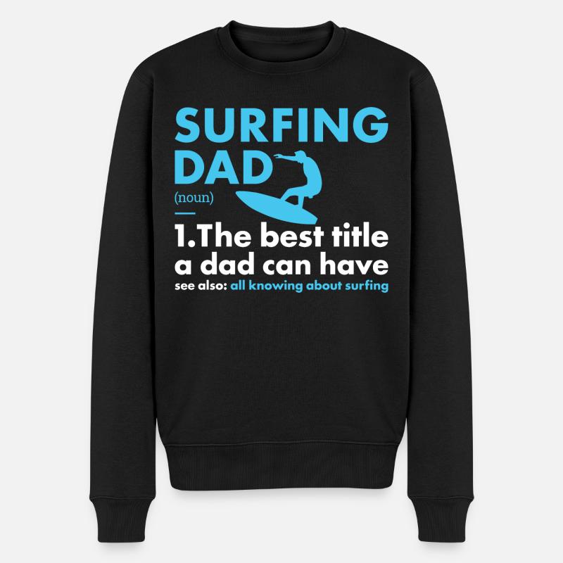 Sport Dad Surfing - Männer Premium Bio Pullover - Schwarz