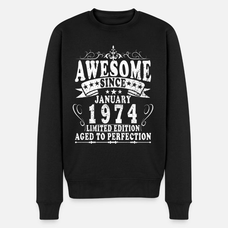1974 Januar 1974 Geburtstag Januar 1974 - Männer Premium Bio Pullover - Schwarz