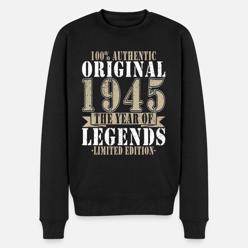 Legende 1945 Geburtstag legendär seit 1945 - Männer Premium Bio Pullover - Schwarz