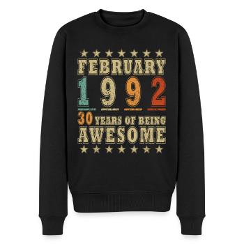 Februar 1992 Geburtstag Februar 1992 Februar - Männer Premium Bio Pullover - Schwarz - Vorne - Nico (187cm)