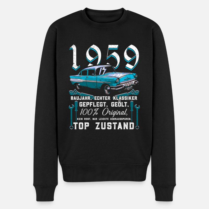 Oldtimer Baujahr 1959 Jahrgang Geburtstag Geschenk - Männer Premium Bio Pullover - Schwarz