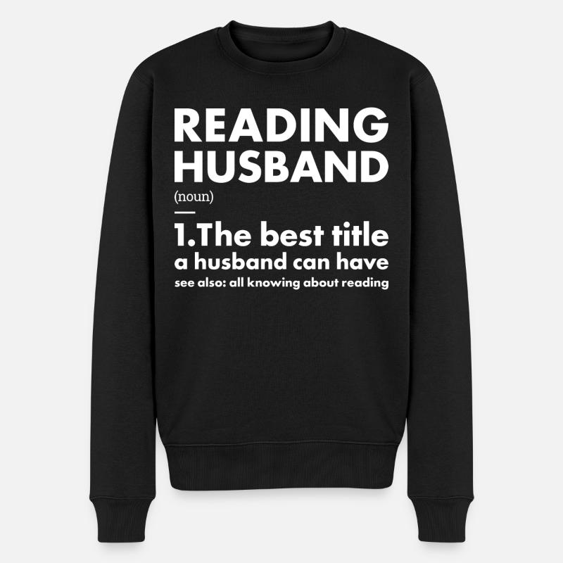 Reader Husband Definition Reading - Men's Premium Organic Jumper - black