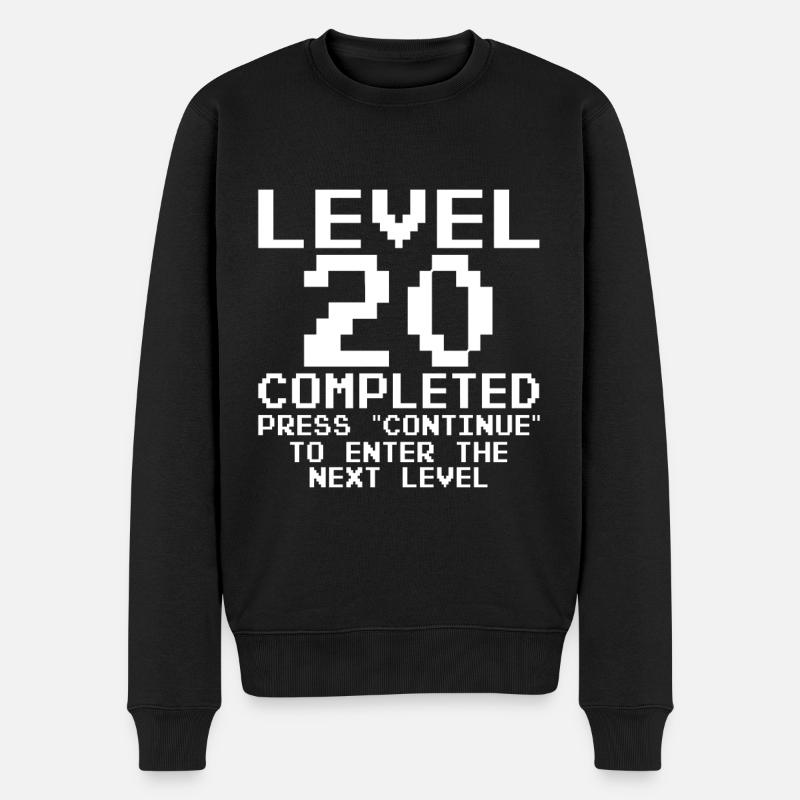 20. Geburtstag - Level 20 Complete Vintage - Männer Premium Bio Pullover - Schwarz