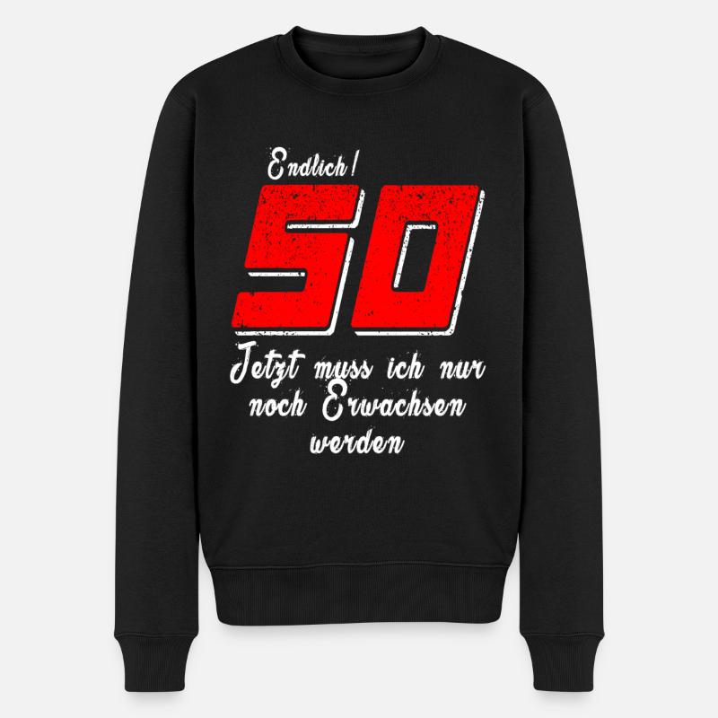 50 jetzt muss ich nur noch erwachsen werden - Männer Premium Bio Pullover - Schwarz