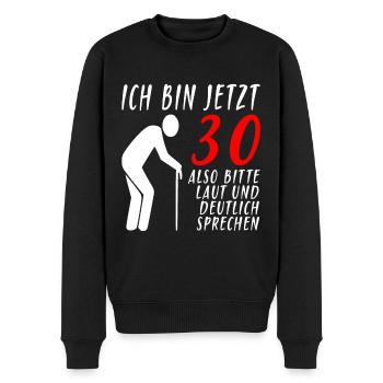 30er Geburtstag Mann | Ich bin 30 Geburtstag - Männer Premium Bio Pullover - Schwarz - Vorne - Nico (187cm)
