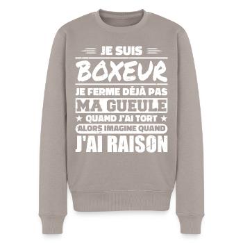 Je Suis Boxeur Humour Boxe Cadeau Boxeur - Pull Premium bio Homme - taupe - Devant - Nico (187cm)