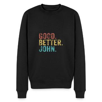 Good better John - Männer Premium Bio Pullover - Schwarz - Vorne - Nico (187cm)