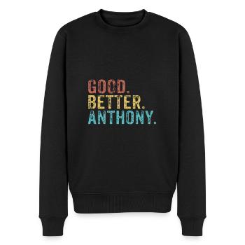 Good better Anthony - Männer Premium Bio Pullover - Schwarz - Vorne - Nico (187cm)