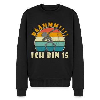 BÄÄM Ich bin 15 Dabbing Geburtstagsshirt 15 Jahre - Männer Premium Bio Pullover - Schwarz - Vorne - Nico (187cm)