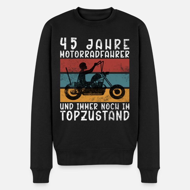 45 Geburtstag Motorradfahrer 45 Jahre Motorrad - Männer Premium Bio Pullover - Schwarz