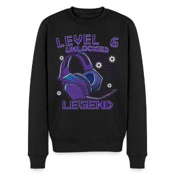 Level 6 Unlocked Gaming Jungen Mädchen Gamer 6. - Männer Premium Bio Pullover - Schwarz - Vorne - Nico (187cm)