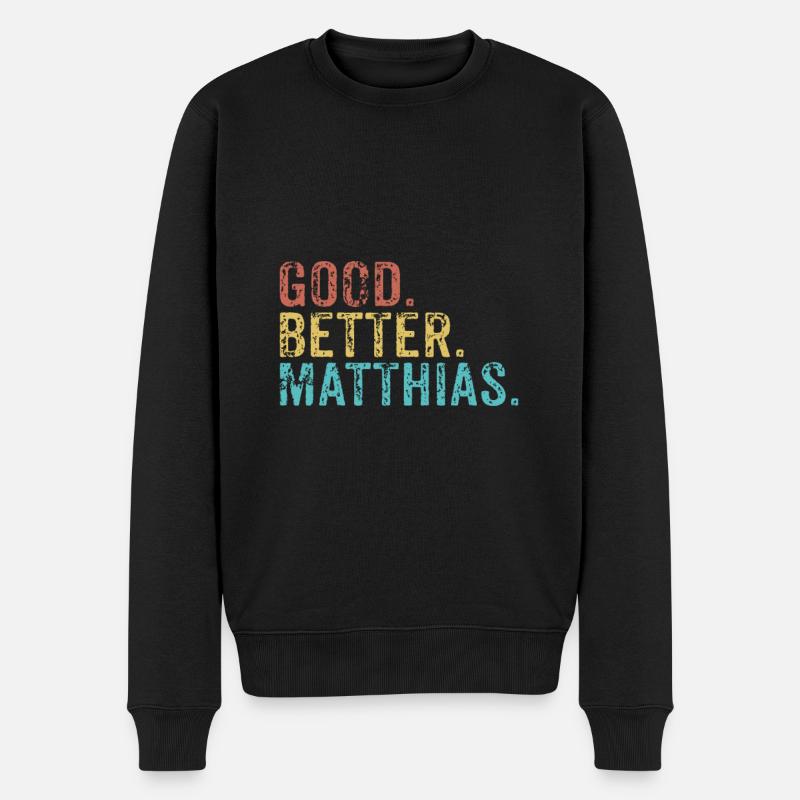 Good better Matthias - Männer Premium Bio Pullover - Schwarz