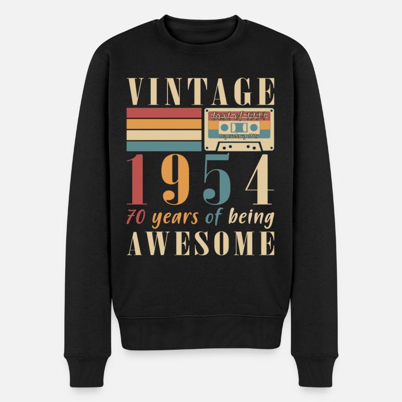 1954 Vintage - Geburtstagsgeschenk 1954 Retro 1954 - Männer Premium Bio Pullover - Schwarz