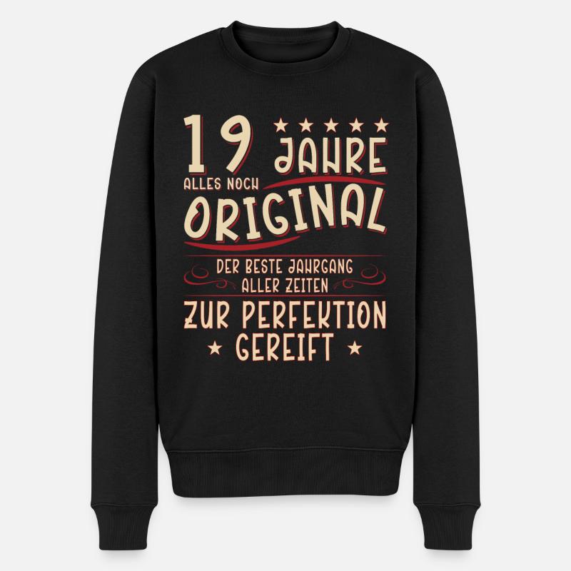 19. Geburtstag Mann Frau 19 Jahre Spruch Lustig - Männer Premium Bio Pullover - Schwarz
