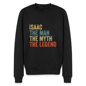 Isaac the man the myth - Männer Premium Bio Pullover - Schwarz - Vorne - Nico (187cm)