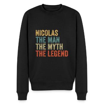 Nicolas the man the myth - Männer Premium Bio Pullover - Schwarz - Vorne - Nico (187cm)