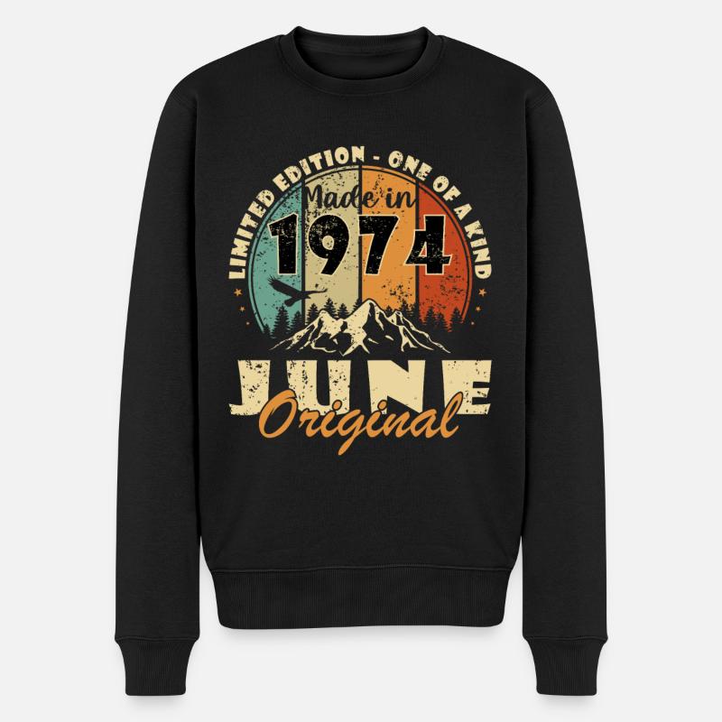 Jahrgang Juni 1974 Jahrgang Juni 1974 Geburtstag - Männer Premium Bio Pullover - Schwarz