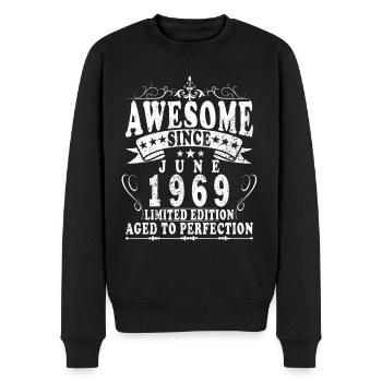Juin 1969. Juin 1969 Cadeau d’anniversaire. Juin - Pull Premium bio Homme - noir - Devant - Nico (187cm)