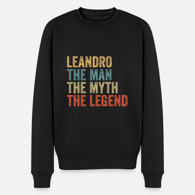 Leandro the man the myth - Männer Premium Bio Pullover - Schwarz