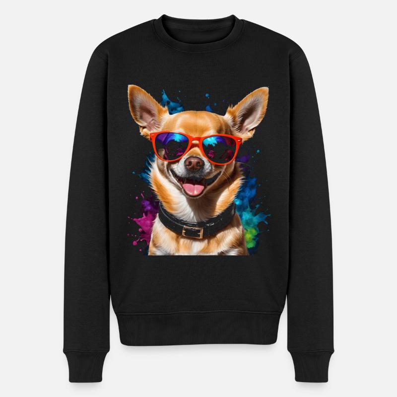 Chihuahua Sonnenbrille Hund Lustig Design Print - Männer Premium Bio Pullover - Schwarz