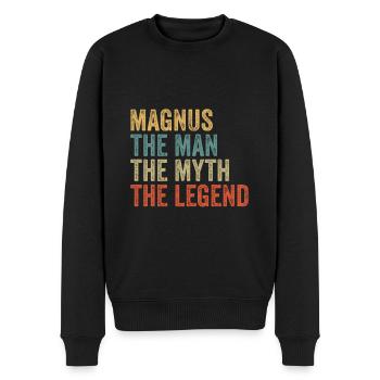 Magnus the man the myth - Männer Premium Bio Pullover - Schwarz - Vorne - Nico (187cm)