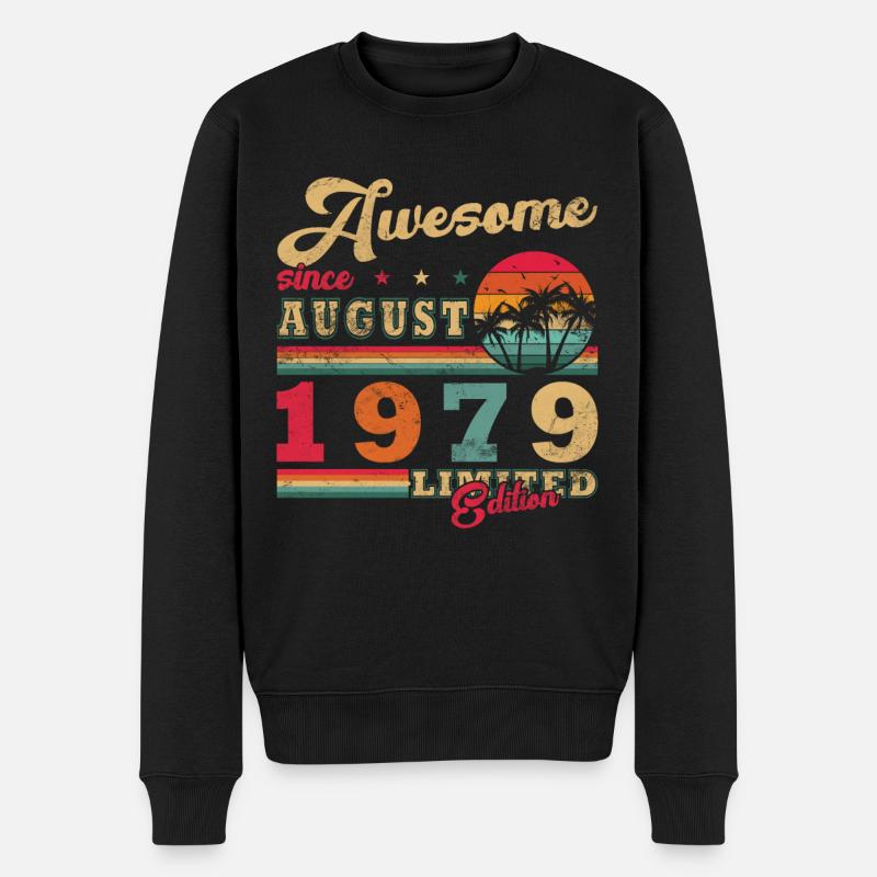 August 1979 Geburtstagsgeschenk August 1979 August - Männer Premium Bio Pullover - Schwarz