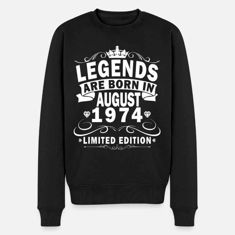 August 1974 Legende seit August 1974 Vintage 1974 - Männer Premium Bio Pullover - Schwarz