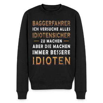 Baugeräteführer Kranführer Baggerfahrer Baugeräte - Männer Premium Bio Pullover - Schwarz - Vorne - Nico (187cm)