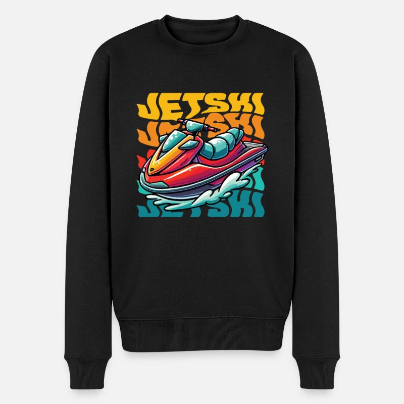 Jet Ski Aventure Été Rétro - Pull Premium bio Homme - noir