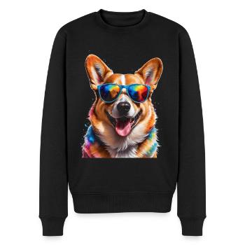 Corgi Sunglasses Dog Colorful Funny Design Print - Men's Premium Organic Jumper - black - Front - Nico (187cm)