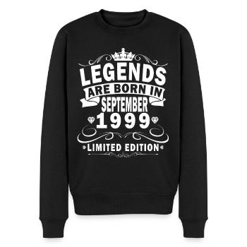 1999 September Geboren Geburtstag Geburtsjahr 1999 - Männer Premium Bio Pullover - Schwarz - Vorne - Nico (187cm)