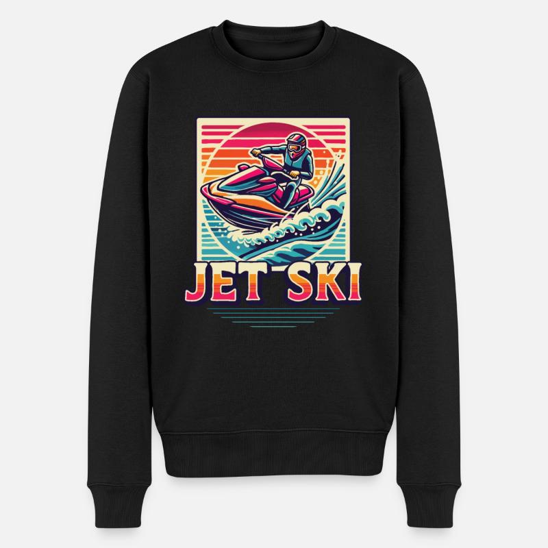 Jet ski aventure Rétro été - Pull Premium bio Homme - noir