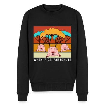 Fallschirm Springer schweine Spruch - Männer Premium Bio Pullover - Schwarz - Vorne - Nico (187cm)