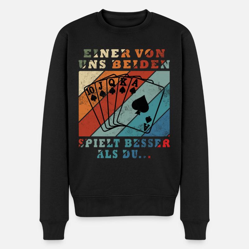 Einer von uns beiden spielt besser als du Poker - Männer Premium Bio Pullover - Schwarz