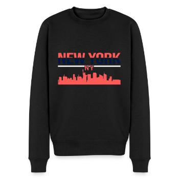 New york - Männer Premium Bio Pullover - Schwarz - Vorne - Nico (187cm)